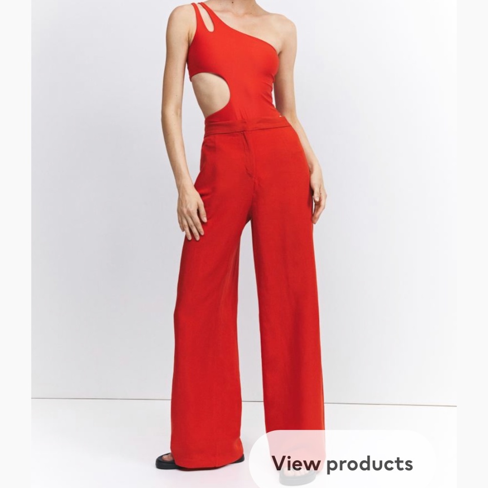 H&M Wide Leg Linen Blend Pant, size 6